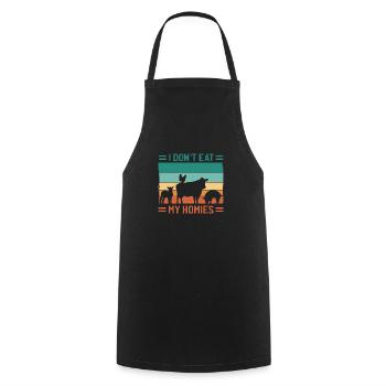 I don't eat my Homies! Vegan Veganismus Kein Fleis - Kochschürze - Schwarz - Vorne - AI Model Male 185 dark (185cm)