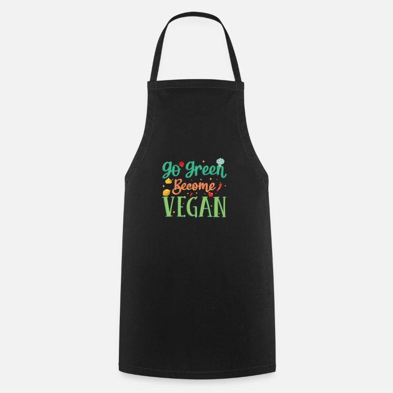 GO GREEN VEGAN - Cooking Apron - black
