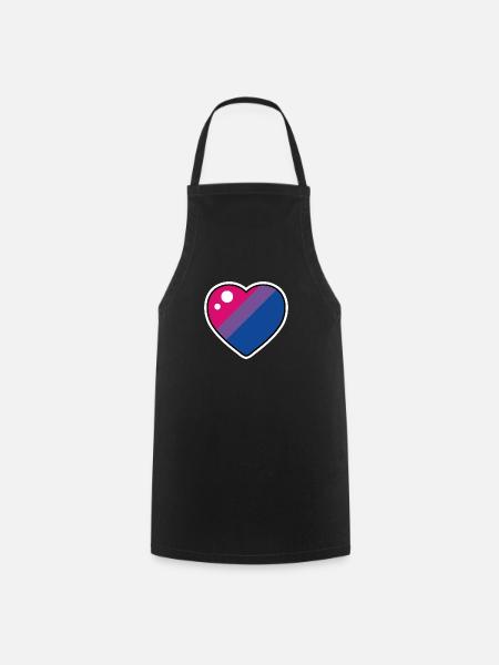 Heart (Bisexual flag) - Cooking Apron - black