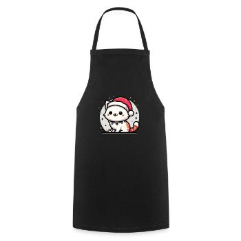 Cute Christmas Cat Santa Hat Christmas Lights - Cooking Apron - black - Front - AI Model Male 185 dark (185cm)