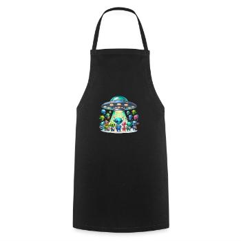 Aliens Marveling at a UFO - Cooking Apron - black - Front - AI Model Male 185 dark (185cm)