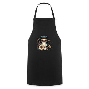 Berger australien Cottage Core Country House fleurs - Tablier de cuisine - noir - Devant - AI Model Male 185 dark (185cm)