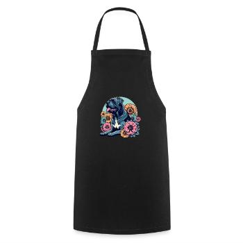 Cane Corso Retro Pastell Blumen - Kochschürze - Schwarz - Vorne - AI Model Male 185 dark (185cm)