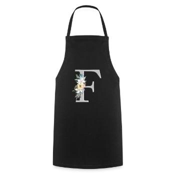 Personalisierbar Monogramm Watercolour Floral F - Kochschürze - Schwarz - Vorne - AI Model Male 185 dark (185cm)