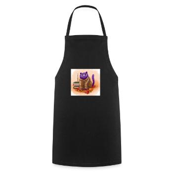 Autumn Cat - Cooking Apron - black - Front - AI Model Male 185 dark (185cm)