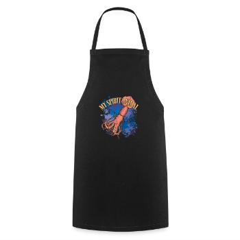 Calmar Calmar géant sur des éclaboussures colorées de couleur - Tablier de cuisine - noir - Devant - AI Model Male 185 dark (185cm)