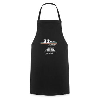 32nd Birthday Vintage 32 Years Old Retro 384 - Cooking Apron - black - Front - AI Model Male 185 dark (185cm)