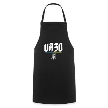 UA30 Ukrainisches Tryzub-Symbol Ukrainischer Dreizack - Kochschürze - Schwarz - Vorne - AI Model Male 185 dark (185cm)