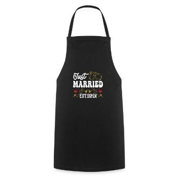 just Married 2024 Couple de jeunes mariés Mariage - Tablier de cuisine - noir - Devant - AI Model Male 185 dark (185cm)