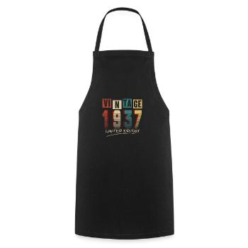Vintage 1937: Limited Edition - 88th Anniversary. - Cooking Apron - black - Front - AI Model Male 185 dark (185cm)