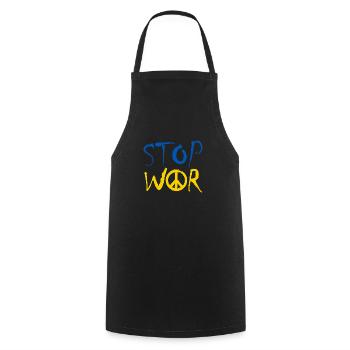 STOP WAR with Peace Sign Peace Symbol – Ukraine - Cooking Apron - black - Front - AI Model Male 185 dark (185cm)