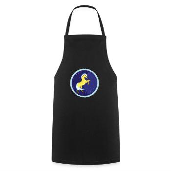 Licorne dorée dans le ciel étoilé - Tablier de cuisine - noir - Devant - AI Model Male 185 dark (185cm)
