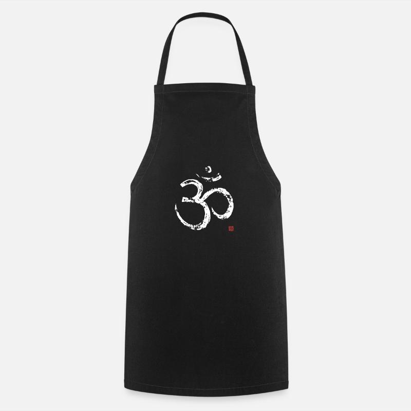OM white, white - Cooking Apron - black
