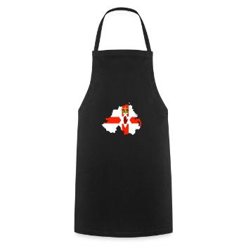 Drapeau d'Irlande du Nord et carte d'Irlande du Nord - Tablier de cuisine - noir - Devant - AI Model Male 185 dark (185cm)