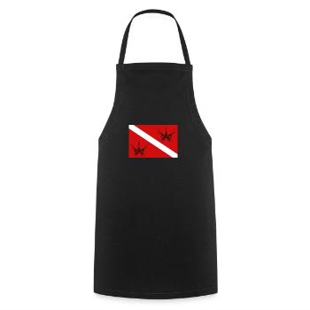 Taucherflagge mit Feuerfisch - Kochschürze - Schwarz - Vorne - AI Model Male 185 dark (185cm)