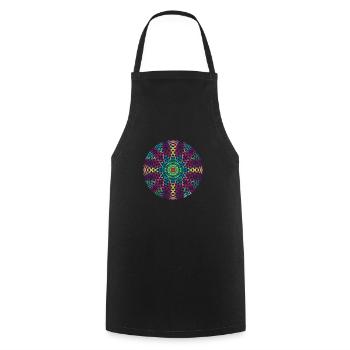 Mandala - Kochschürze - Schwarz - Vorne - AI Model Male 185 dark (185cm)