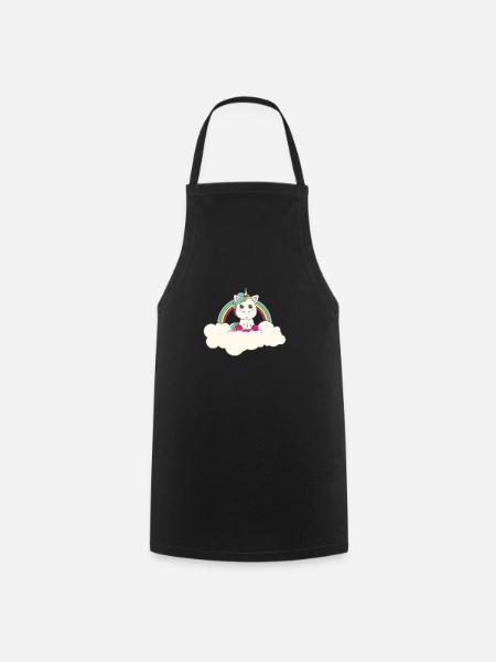 La licorne arc en ciel sur son nuage ! - Tablier de cuisine - noir