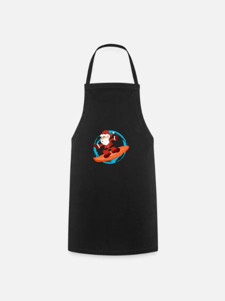 Noël Père Noël Surf - Idée de cadeau - Tablier de cuisine - noir