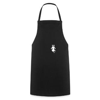 Cat white, cute cat / kitten - Cooking Apron - black - Front - AI Model Male 185 dark (185cm)