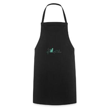 Chemise de chat • Chat de battement de coeur • Cadeau - Tablier de cuisine - noir - Devant - AI Model Male 185 dark (185cm)