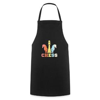 Pièces d'échecs échiquier vintage rétro - Tablier de cuisine - noir - Devant - AI Model Male 185 dark (185cm)
