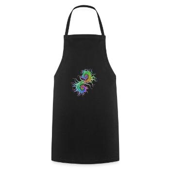 Psychedelisch Seepferchen Abstrakte Kunst Goa Psy - Kochschürze - Schwarz - Vorne - AI Model Male 185 dark (185cm)