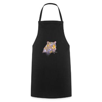 leopard - Cooking Apron - black - Front - AI Model Male 185 dark (185cm)