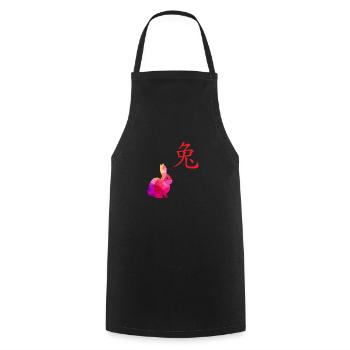 Chinese Zodiac Sign Rabbit - Gift Idea - Cooking Apron - black - Front - AI Model Male 185 dark (185cm)