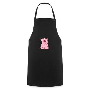 Schweinchen pig - Kochschürze - Schwarz - Vorne - AI Model Male 185 dark (185cm)
