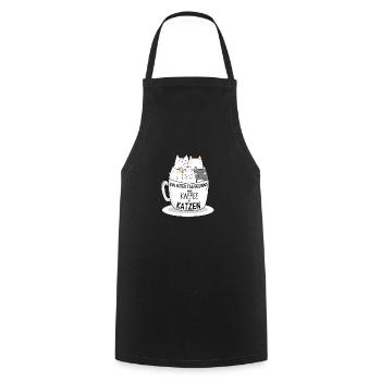 Kaffee und Katzen Coffee and Cats Geschenkidee - Kochschürze - Schwarz - Vorne - AI Model Male 185 dark (185cm)