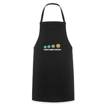 Climate Change Evolution Funny Awareness T-Shirt - Cooking Apron - black - Front - AI Model Male 185 dark (185cm)
