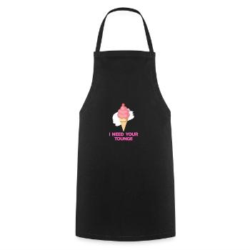 J'ai besoin de toi! Idée cadeau crème glacée - Tablier de cuisine - noir - Devant - AI Model Male 185 dark (185cm)