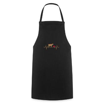 T-shirt drôle d'amour de battement de coeur d'animal - Tablier de cuisine - noir - Devant - AI Model Male 185 dark (185cm)