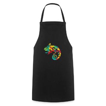 Chamäleon Maori Stil Tribal Tattoo Geschenkidee - Kochschürze - Schwarz - Vorne - AI Model Male 185 dark (185cm)
