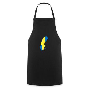 Drapeau de la Suède et carte de la Suède - Tablier de cuisine - noir - Devant - AI Model Male 185 dark (185cm)
