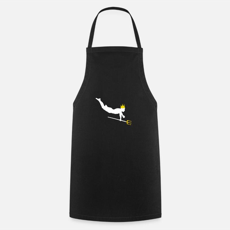 Nageur avec couronne et trident - Tablier de cuisine - noir