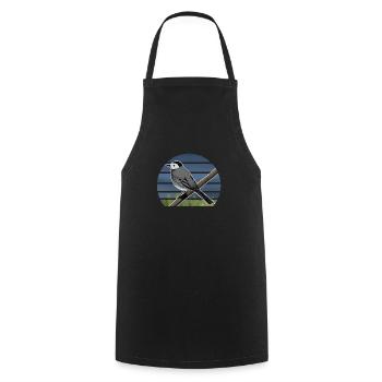 Painted Wagtail Bird Design Illustration - Cooking Apron - black - Front - AI Model Male 185 dark (185cm)