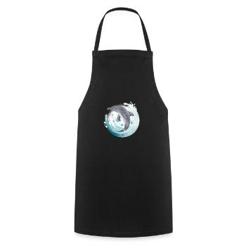 Tauch Dive Dolphin - Delfin - Cooking Apron - black - Front - AI Model Male 185 dark (185cm)