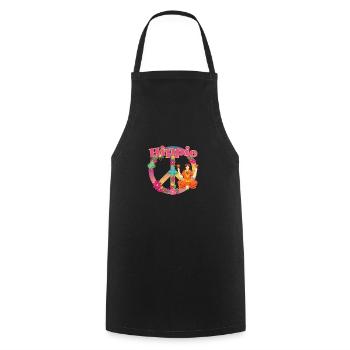 Hippie outfit | Hippies 60s peace gift ideas - Cooking Apron - black - Front - AI Model Male 185 dark (185cm)