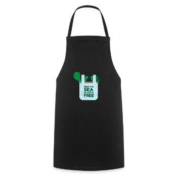Keep the Sea Plastic Free gift idea - Cooking Apron - black - Front - AI Model Male 185 dark (185cm)