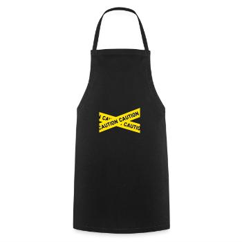 caution - Cooking Apron - black - Front - AI Model Male 185 dark (185cm)