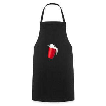 Beerbong Becher mit Beerpong Ball - Kochschürze - Schwarz - Vorne - AI Model Male 185 dark (185cm)