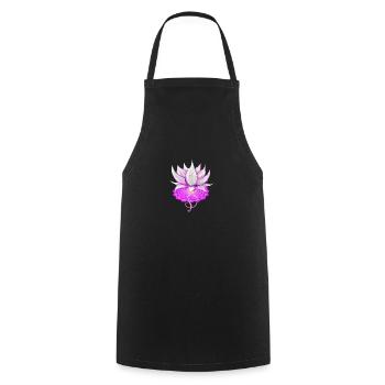 Lotus crown chakra - Cooking Apron - black - Front - AI Model Male 185 dark (185cm)