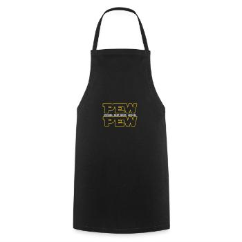 Pew Pew Wars Funny Sci-fi Space Star Noises - Cooking Apron - black - Front - AI Model Male 185 dark (185cm)