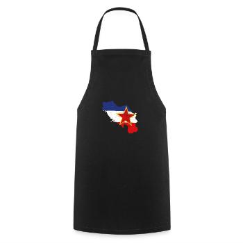 Idée cadeau nostalgie des Balkans Yougoslavie - Tablier de cuisine - noir - Devant - AI Model Male 185 dark (185cm)