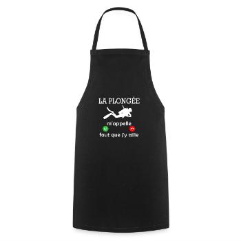 la plongée m'appelle - cadeau humour plongeur - Tablier de cuisine - noir - Devant - AI Model Male 185 dark (185cm)
