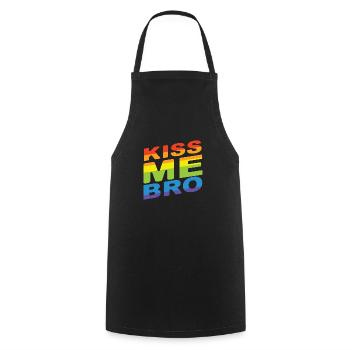 Kiss Me Bro - Cooking Apron - black - Front - AI Model Male 185 dark (185cm)