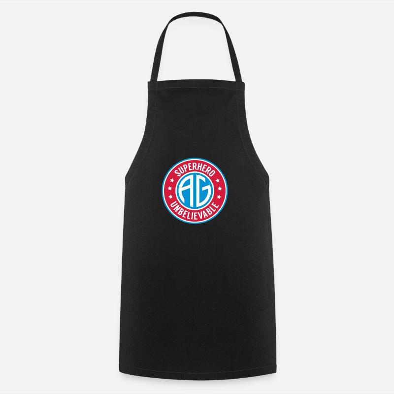 Super heros initiales AG - Tablier de cuisine - noir