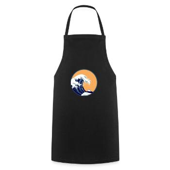 Waves The Big Wave Before Kanagawa Retro Art Gift - Cooking Apron - black - Front - AI Model Male 185 dark (185cm)