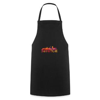 Münchner Skyline Impression Souvenir-Geschenkidee - Kochschürze - Schwarz - Vorne - AI Model Male 185 dark (185cm)